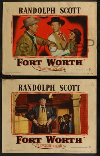 9c0068 FORT WORTH 8 LCs 1951 Randolph Scott in Texas, the Lone Star State was split wide open!