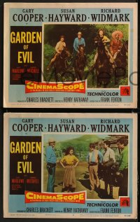9c0290 GARDEN OF EVIL 3 LCs 1954 cowboy Gary Cooper, sexy Susan Hayward & Richard Widmark, western!