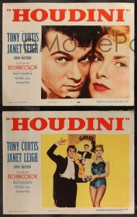 9c0077 HOUDINI 8 LCs 1953 Tony Curtis as the famous magician + his sexy assistant Janet Leigh!
