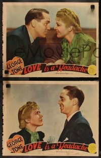 9c0296 LOVE IS A HEADACHE 3 LCs 1938 great images of Franchot Tone and gorgeous Gladys George!