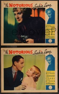 9c0127 NOTORIOUS SOPHIE LANG 8 LCs 1934 great images of jewel thief Gertrude Michael, complete set!