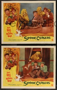 9c0154 SPOOK CHASERS 8 LCs 1957 Huntz Hall and the Bowery Boys, cool wacky horror border art!