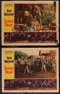 9c0309 SUNSET TRAIL 3 LCs 1932 great images of western cowboy Ken Maynard & Wonder Horse Tarzan!
