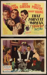 9c0164 THAT FORSYTE WOMAN 8 LCs 1949 Errol Flynn, Greer Garson & Walter Pidgeon in love triangle!