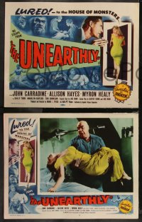 9c0168 UNEARTHLY 8 LCs 1957 John Carradine & sexy Sally Todd lured to the house of monsters!
