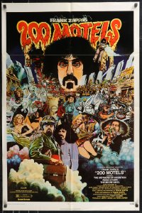 9d0438 200 MOTELS 1sh 1971 directed by Frank Zappa, rock 'n' roll, wild McMacken artwork!
