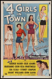 9d0440 4 GIRLS IN TOWN 1sh 1956 sexy Julie Adams, Marianne Cook, Elsa Martinelli & Gia Scala!