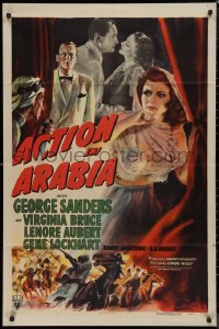 9d0447 ACTION IN ARABIA 1sh 1944 George Sanders & Virginia Bruce in the land of intrigue!