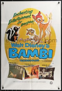9d0213 BAMBI Aust 1sh R1979 Walt Disney cartoon deer classic, he's with Thumper, Flower & owl!