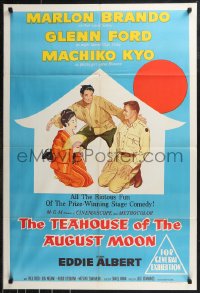 9d0229 TEAHOUSE OF THE AUGUST MOON Aust 1sh 1957 art of Asian Marlon Brando, Ford & Machiko Kyo!