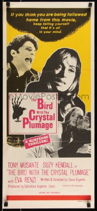 9d0250 BIRD WITH THE CRYSTAL PLUMAGE Aust daybill 1970 Argento's L'Uccello Dalle Piume Di Cristallo!