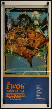 9d0259 CARAVAN OF COURAGE Aust daybill 1984 An Ewok Adventure, Star Wars, art by Drew Struzan!