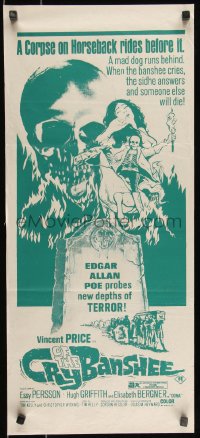 9d0277 CRY OF THE BANSHEE Aust daybill 1970 Edgar Allan Poe probes new depths of terror, cool artwork!