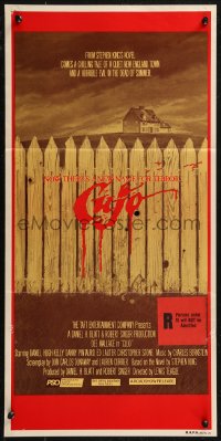 9d0278 CUJO Aust daybill 1983 Stephen King, artwork of bloody fence & house by Robert Tanenbaum!