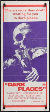 9d0280 DARK PLACES Aust daybill 1974 image of skull & pick, there's more than death waiting for you