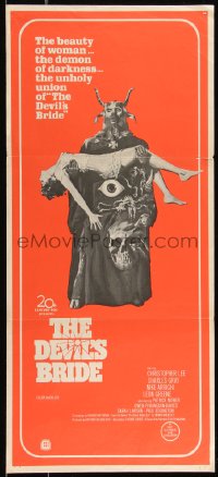 9d0283 DEVIL'S BRIDE Aust daybill 1968 Christopher Lee, Terence Fisher Hammer horror!
