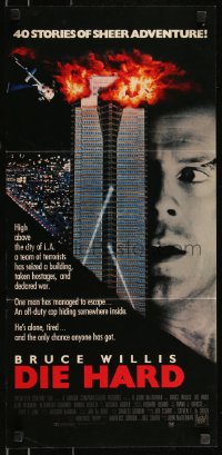 9d0285 DIE HARD Aust daybill 1988 best close up of Bruce Willis as John McClane holding gun!