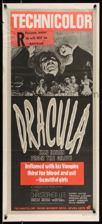 9d0290 DRACULA HAS RISEN FROM THE GRAVE Aust daybill 1969 Hammer, vampire Christopher Lee!