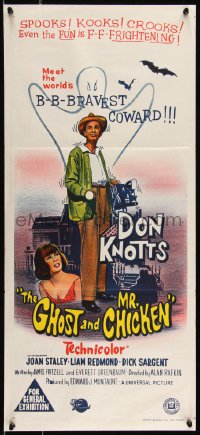 9d0304 GHOST & MR. CHICKEN Aust daybill 1966 scared Don Knotts fighting spooks, kooks, and crooks!