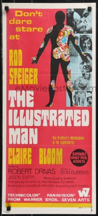 9d0322 ILLUSTRATED MAN Aust daybill 1969 Rod Steiger, cool tattoo design, based on Ray Bradbury's book!