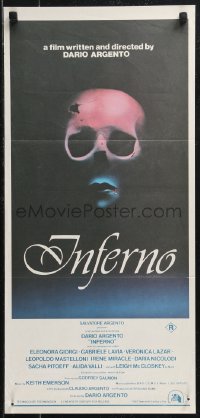 9d0325 INFERNO Aust daybill 1980 Dario Argento horror, cool skull & bleeding mouth artwork!