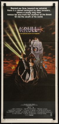 9d0332 KRULL Aust daybill 1983 fantasy art of Ken Marshall & Lysette Anthony in monster's hand!