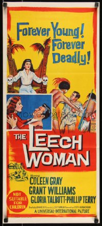 9d0336 LEECH WOMAN Aust daybill 1960 female vampire drained love & life from every man she trapped!