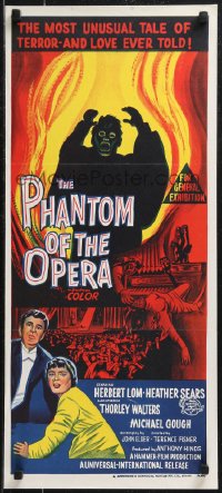 9d0354 PHANTOM OF THE OPERA Aust daybill 1962 Hammer horror, Herbert Lom, different artwork!