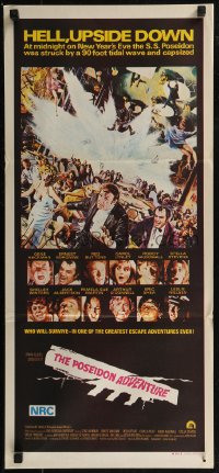 9d0358 POSEIDON ADVENTURE Aust daybill 1973 Gene Hackman & Stella Stevens escaping by Mort Kunstler!