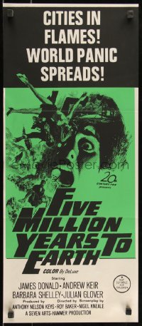9d0360 QUATERMASS & THE PIT Aust daybill 1967 Hammer sci-fi horror, Five Milion Years to Earth!