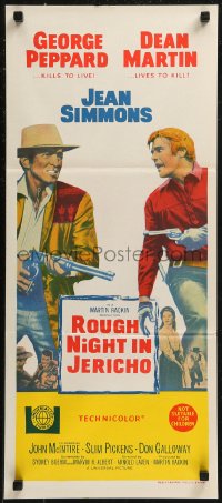 9d0370 ROUGH NIGHT IN JERICHO Aust daybill 1967 Dean Martin & George Peppard with guns drawn!