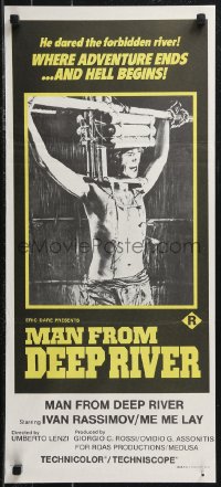 9d0371 SACRIFICE Aust daybill 1973 Umberto Lenzi directed cannibalism horror, Man from Deep River!