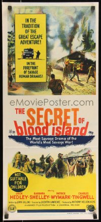 9d0377 SECRET OF BLOOD ISLAND Aust daybill 1965 in the tradition of the great escape adventure!