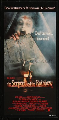 9d0378 SERPENT & THE RAINBOW Aust daybill 1988 directed by Wes Craven, don't bury me, I'm not dead!
