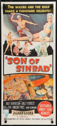 9d0387 SON OF SINBAD Aust daybill 1955 Howard Hughes, great art of super sexy harem women!