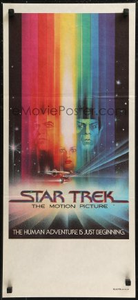 9d0389 STAR TREK Aust daybill 1979 cool art of William Shatner & Leonard Nimoy by Bob Peak!
