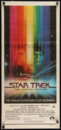 9d0390 STAR TREK Aust daybill 1979 cool art of William Shatner & Nimoy by Bob Peak w/credits!