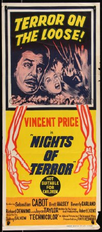9d0408 TWICE TOLD TALES Aust daybill 1963 Vincent Price, Nathaniel Hawthorne, Nights of Terror!