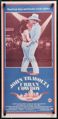 9d0410 URBAN COWBOY Aust daybill 1980 different image of John Travolta & Debra Winger dancing!