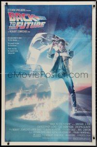 9d0478 BACK TO THE FUTURE studio style 1sh 1985 art of Michael J. Fox & Delorean by Drew Struzan!