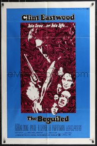 9d0489 BEGUILED 1sh 1971 cool psychedelic art of Clint Eastwood & Geraldine Page, Don Siegel