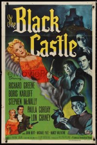 9d0499 BLACK CASTLE 1sh 1952 Boris Karloff, Lon Chaney Jr., horror crawls in the catacombs!