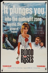 9d0511 BLOOD & ROSES 1sh 1961 Et mourir de plaisir, Roger Vadim, sexiest vampire Annette Vadim!