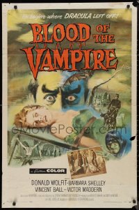 9d0513 BLOOD OF THE VAMPIRE 1sh 1958 he begins where Dracula left off, Joseph Smith horror art!