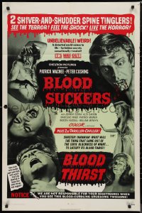 9d0514 BLOOD SUCKERS/BLOOD THIRST 1sh 1971 two shiver & shudder spine tinglers, see the terror!