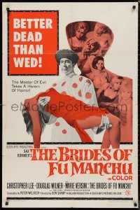 9d0522 BRIDES OF FU MANCHU 1sh 1966 Asian villain Christopher Lee, Better dead than wed!