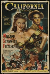 9d0531 CALIFORNIA 1sh 1946 Ray Milland, Barbara Stanwyck, Barry Fitzgerald, great art!