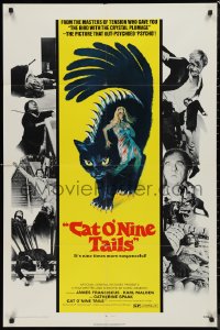 9d0535 CAT O' NINE TAILS 1sh 1971 Dario Argento's Il Gatto a Nove Code, wild horror art of cat!