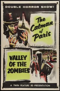 9d0537 CATMAN OF PARIS/VALLEY OF THE ZOMBIES 1sh 1956 cool artwork images of both monsters!