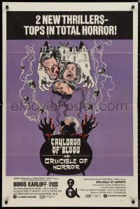 9d0538 CAULDRON OF BLOOD/CRUCIBLE OF HORROR 1sh 1970 tops in total horror, wild artwork!